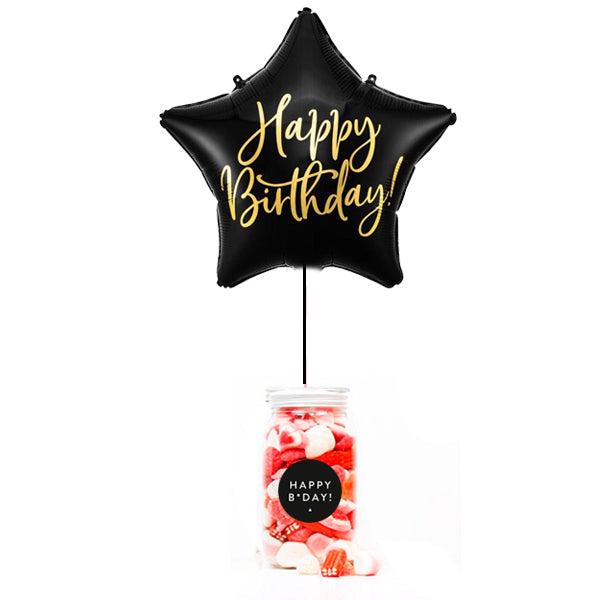 WOW BOX estrella negra, golosinas y mensaje personalizado.